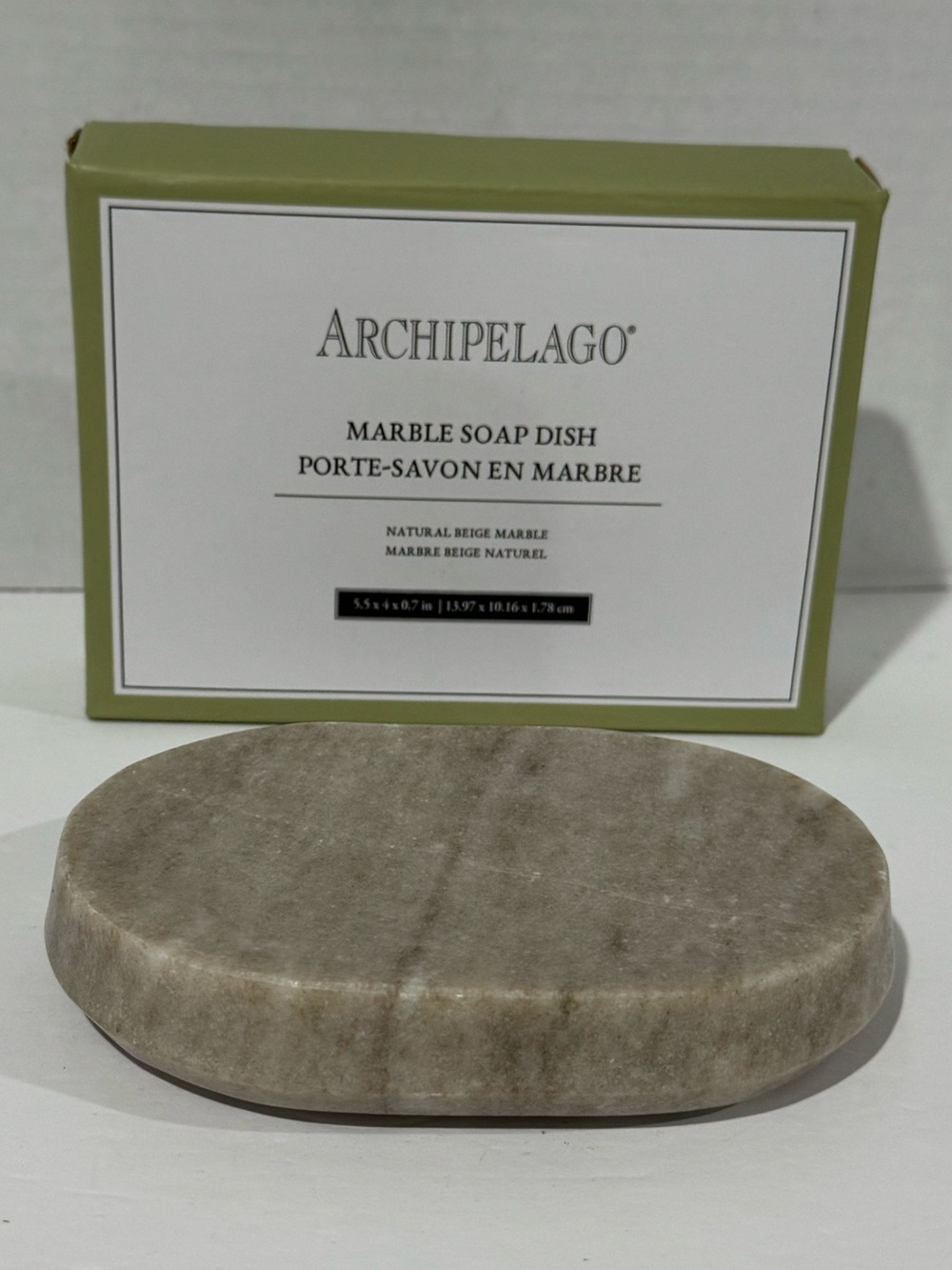 Archipelago Beige Marble Oval Soap Dish